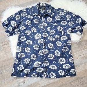 Vintage U.S. Expedition Floral Tropical Button-Up Short Sleeve Cotton Shirt